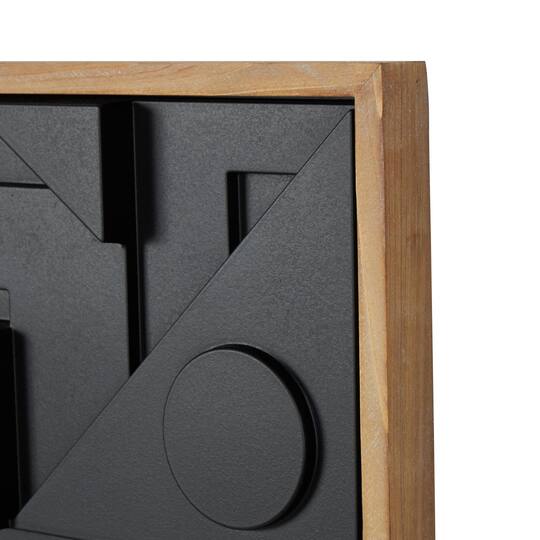 24" x 24" Black Wood Geometric Dimensional Layered Shape with Brown Frame Wall Décor